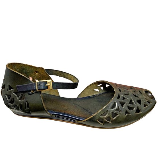 SUMMIT Italian Cutout Leather Peep Toe Mary Janes - Picture 4 of 11